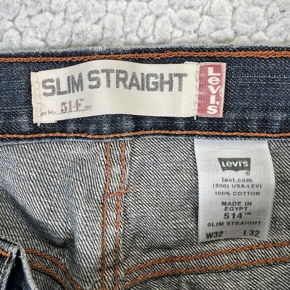 Levi’s 514 Jeans Men’s Size 32x32 Blue Slim Straight Y2K Grunge Streetwear - Picture 7 of 12